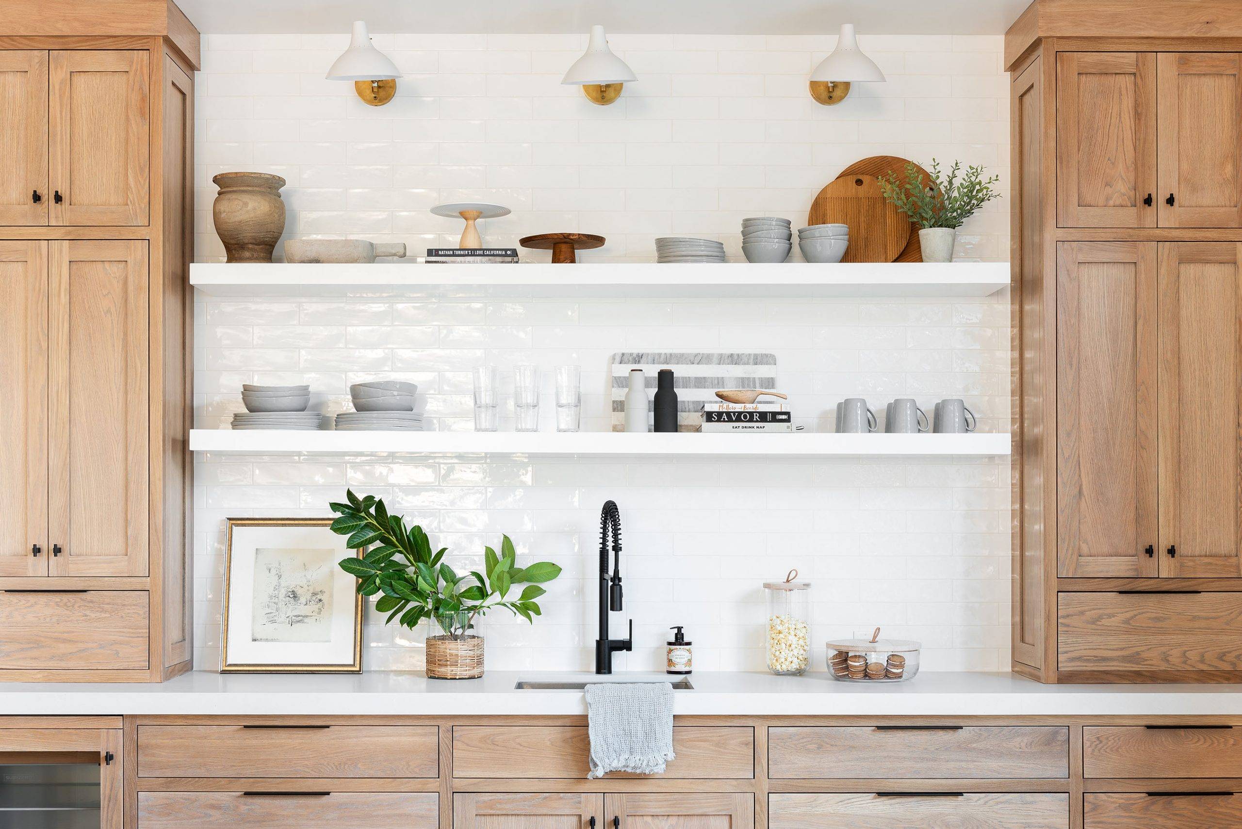 Styling Open Shelves for Organization in a Small Kitchen - Deb and Danelle