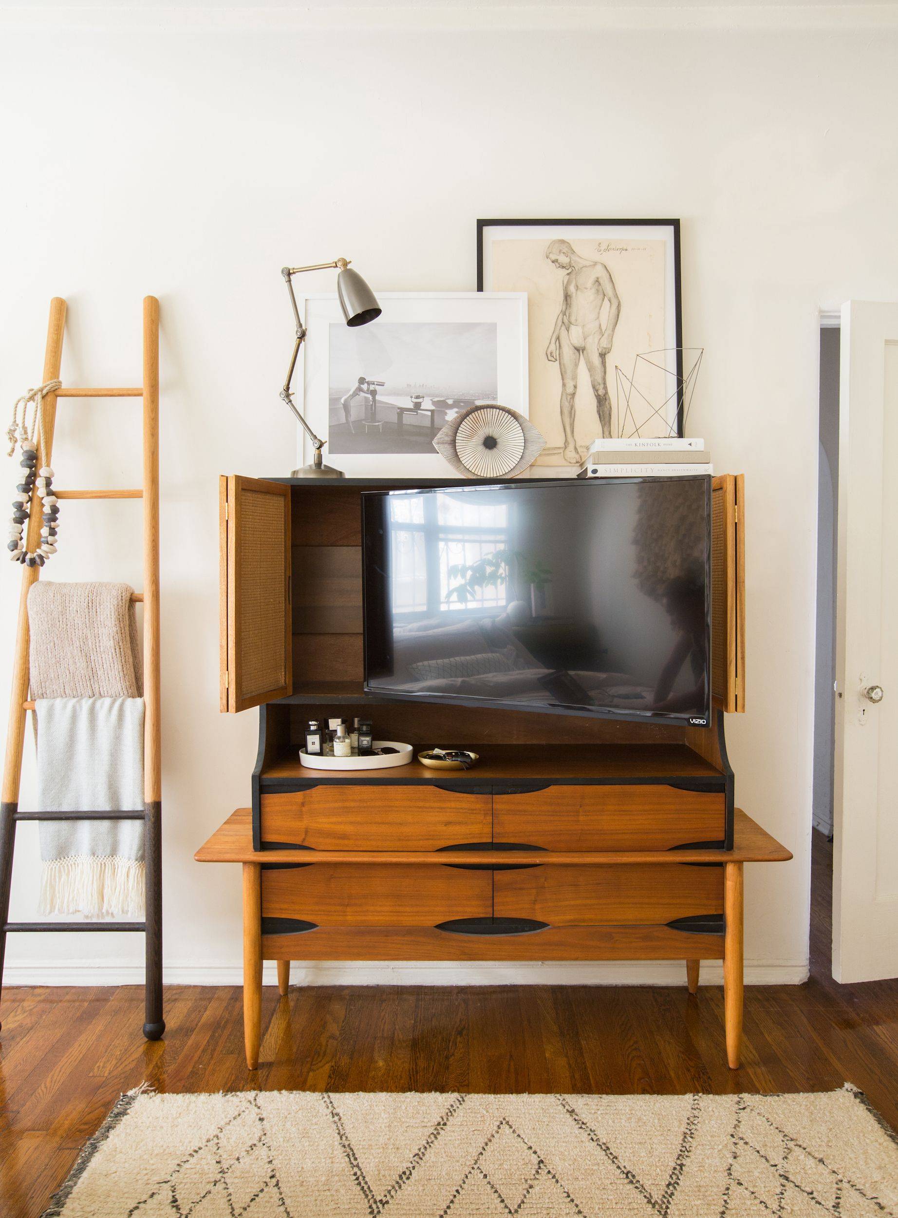 TV hidden in a cabinet (from House Beautiful)