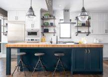Dapur-industri-modern-cerah dan ceria-dengan-pulau-tengah-cerdas-biru-dan-kayu-51960-217x155