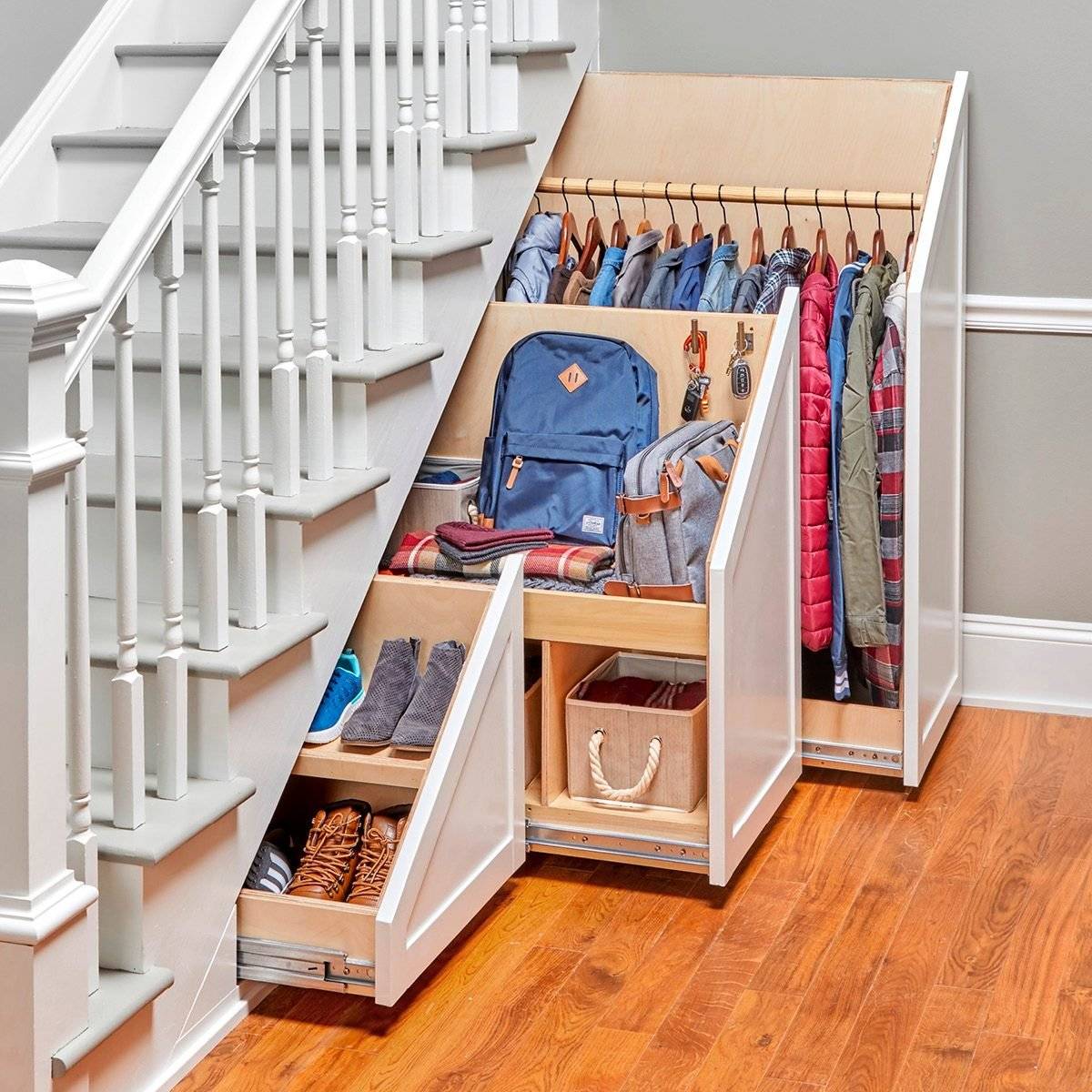 20 Best Under Stair Storage Ideas - What to Do With Empty Space Under Stairs