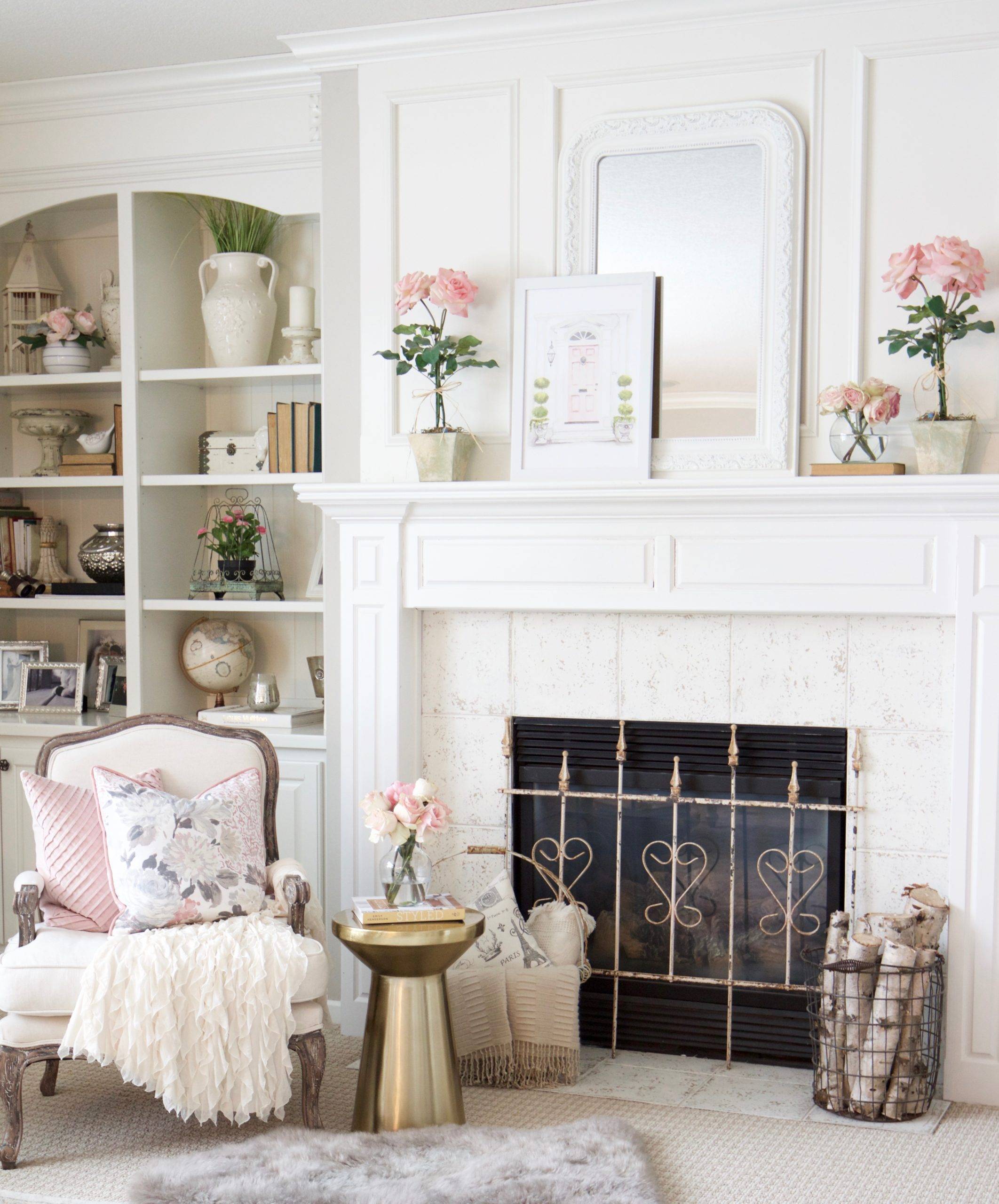 Lovely romantic mantel decor (from Styled With Lace)