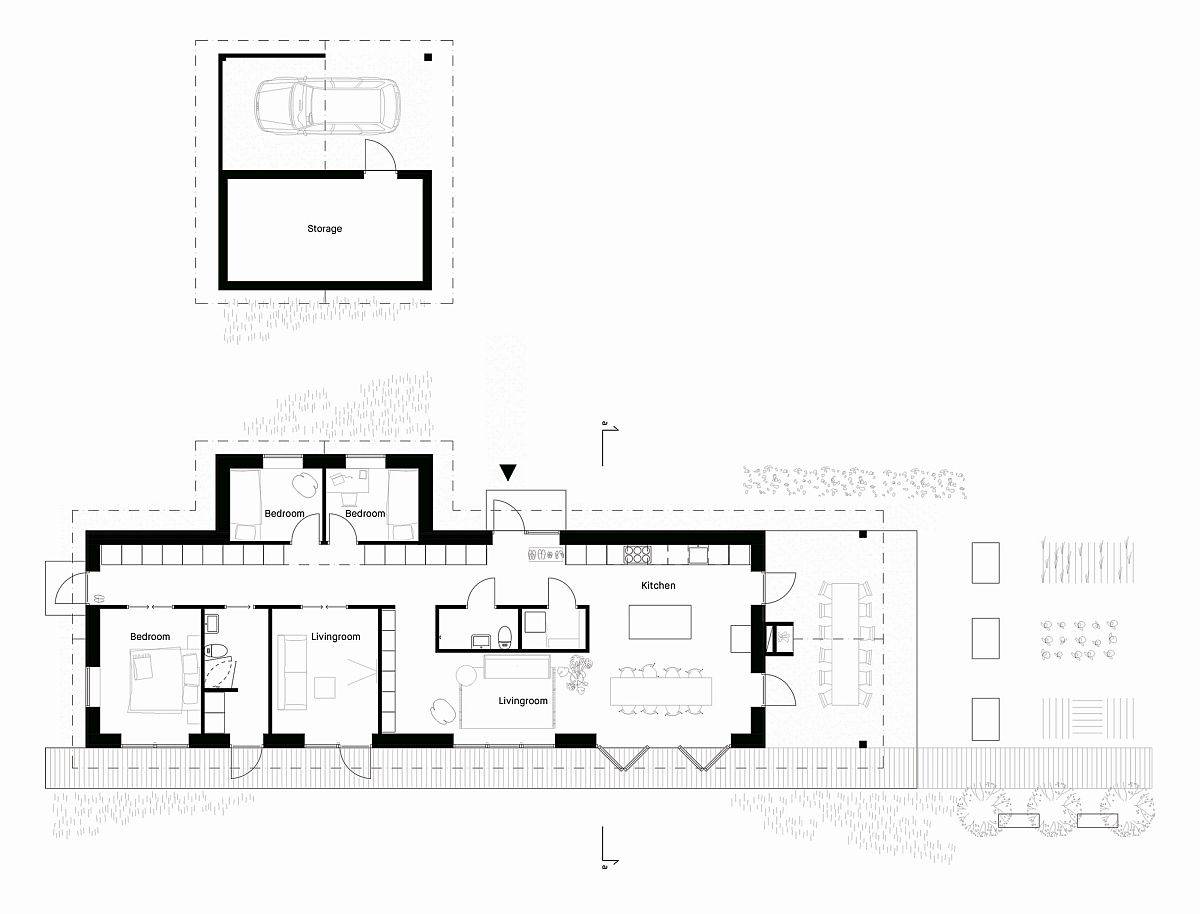 Floor plan of the beautiful Vallda House in Sweden designed by Fabel Arkitektur