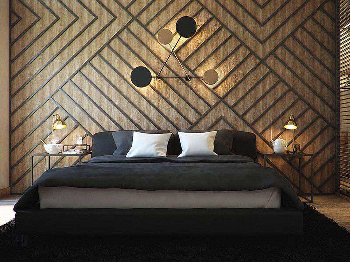 Strips Of Wood Coupled With Brilliant Lighting Shape This Stunning Geo Accent Wall 60268 