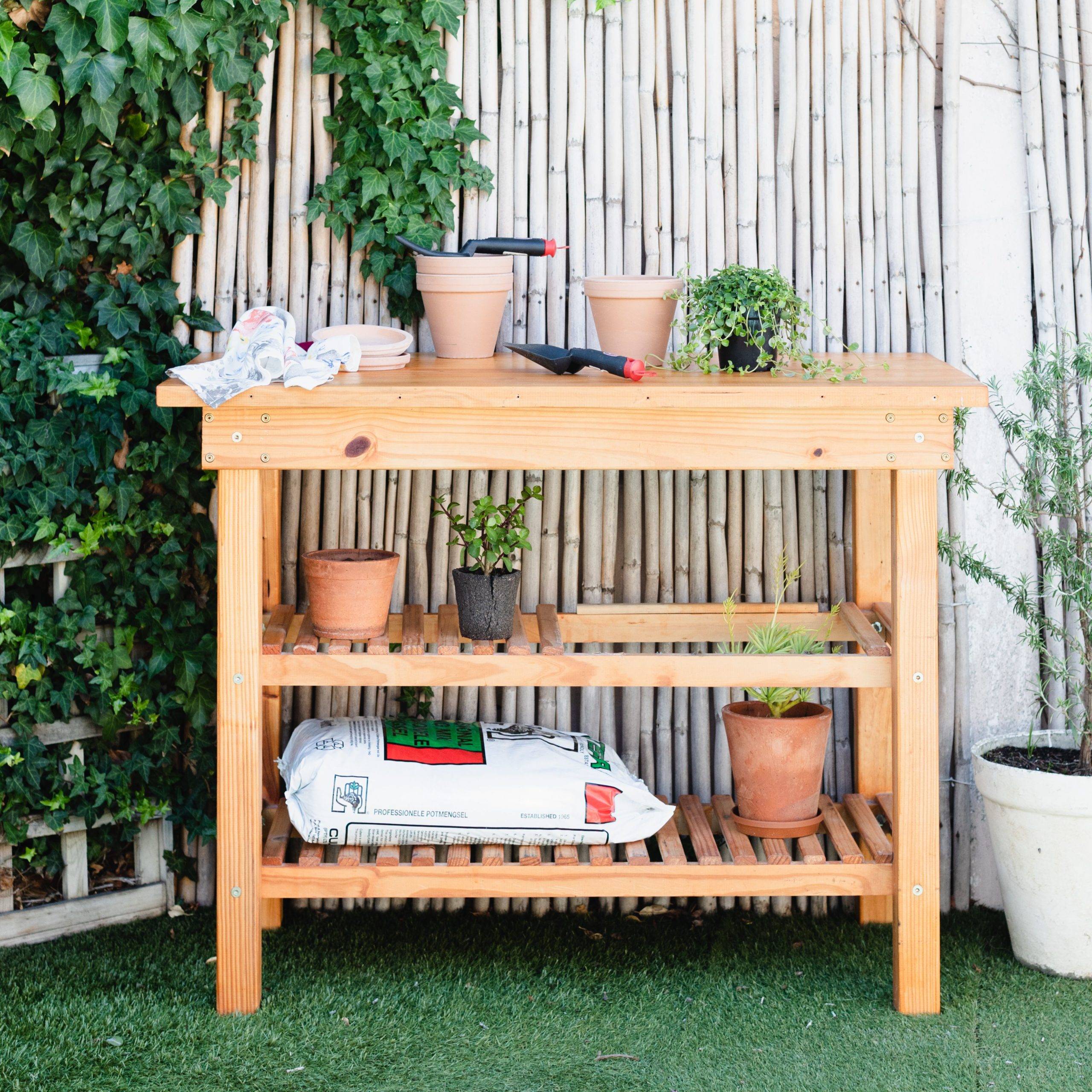 DIY potting bench for convenience (from The Spruce)