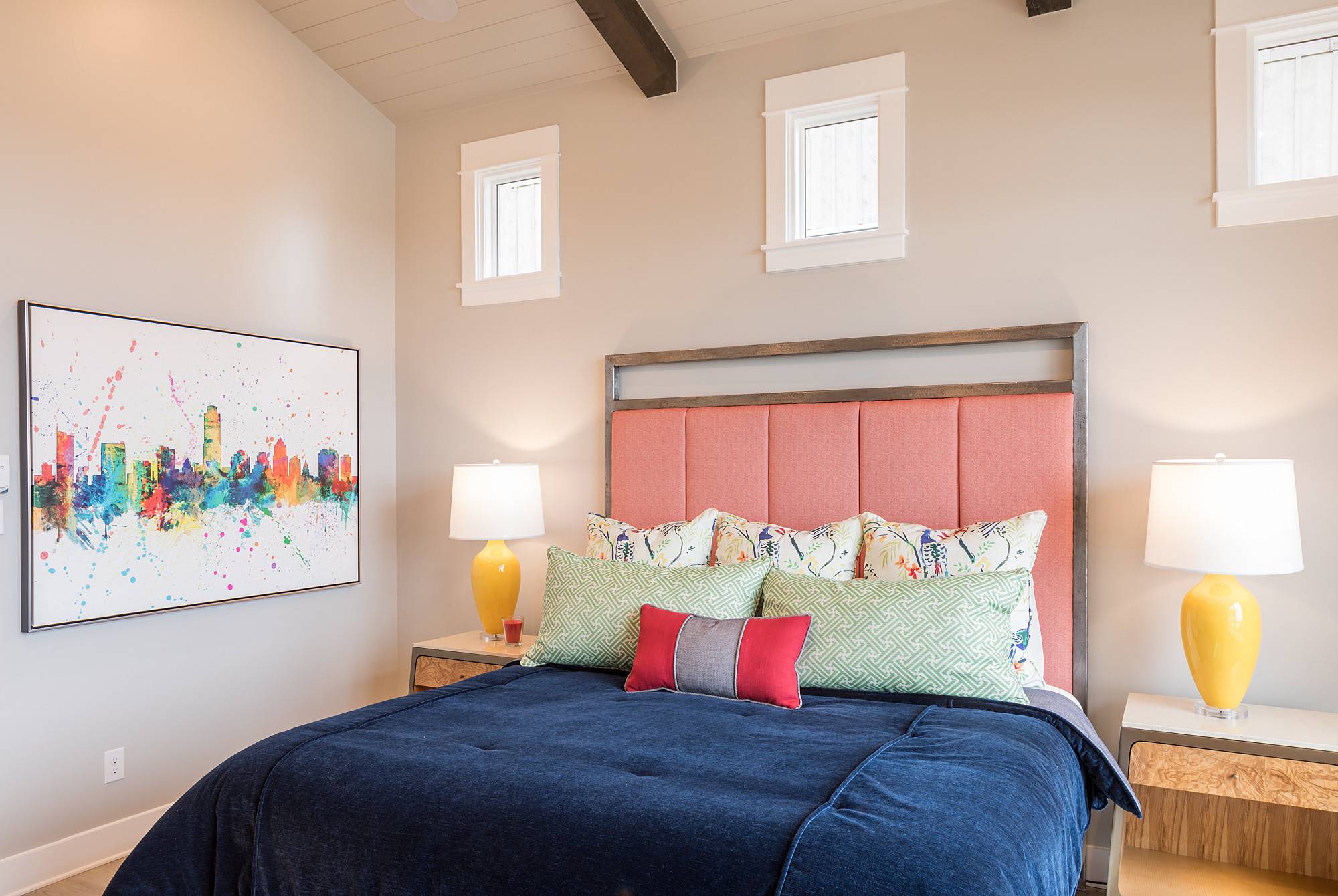 Coral headboard upholstery for a gorgeous statement (from Houzz)