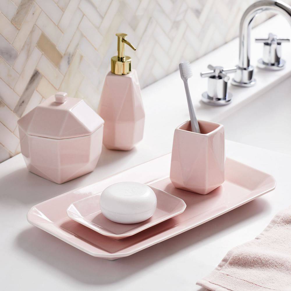 Faceted Porcelain Bath Accessories [Photo by West Elm Canada]