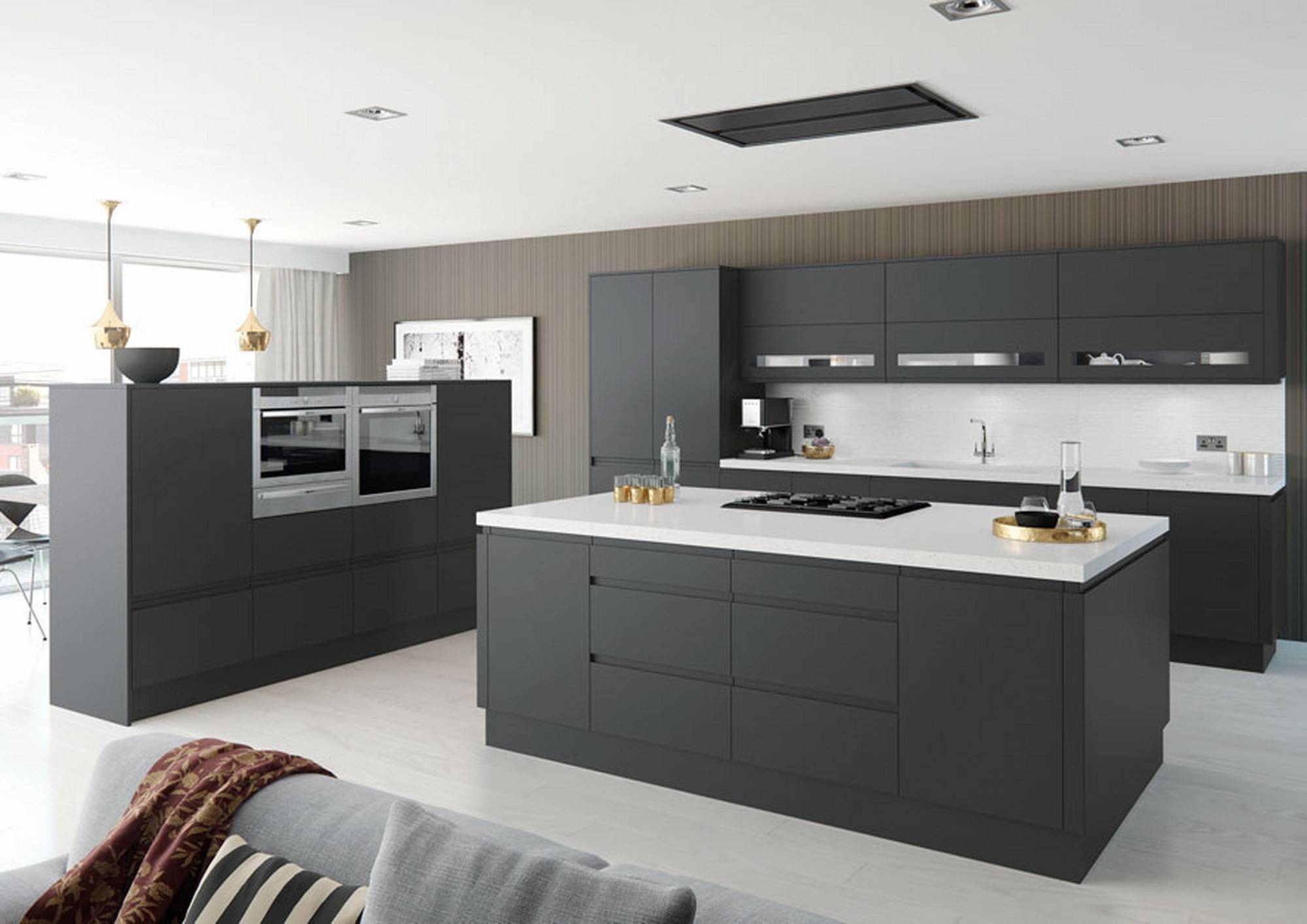 Anthracite cabinets for an ultra modern kitchen (from Harper Kitchens)