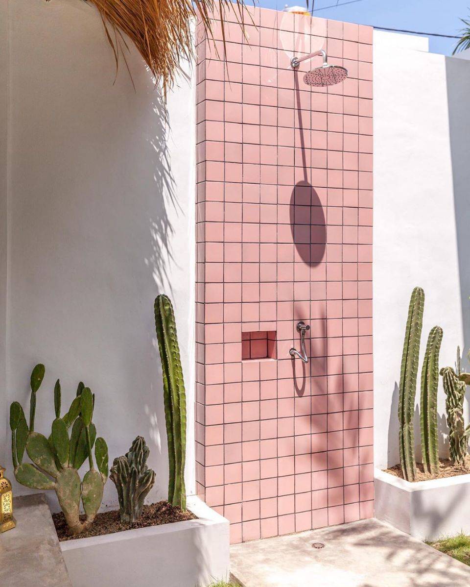 Outdoor Pink Shower [Photo by baliinteriors]