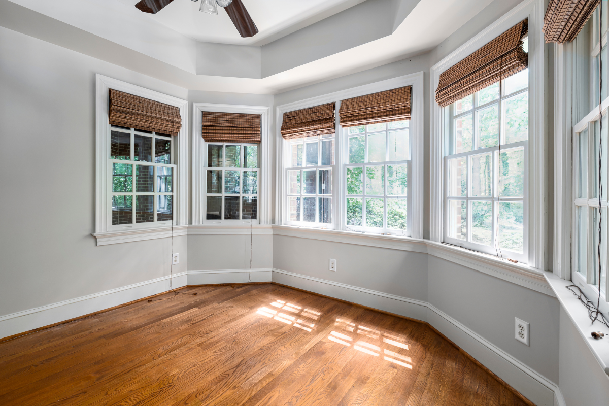 Large Bay Window with Wood Blinds