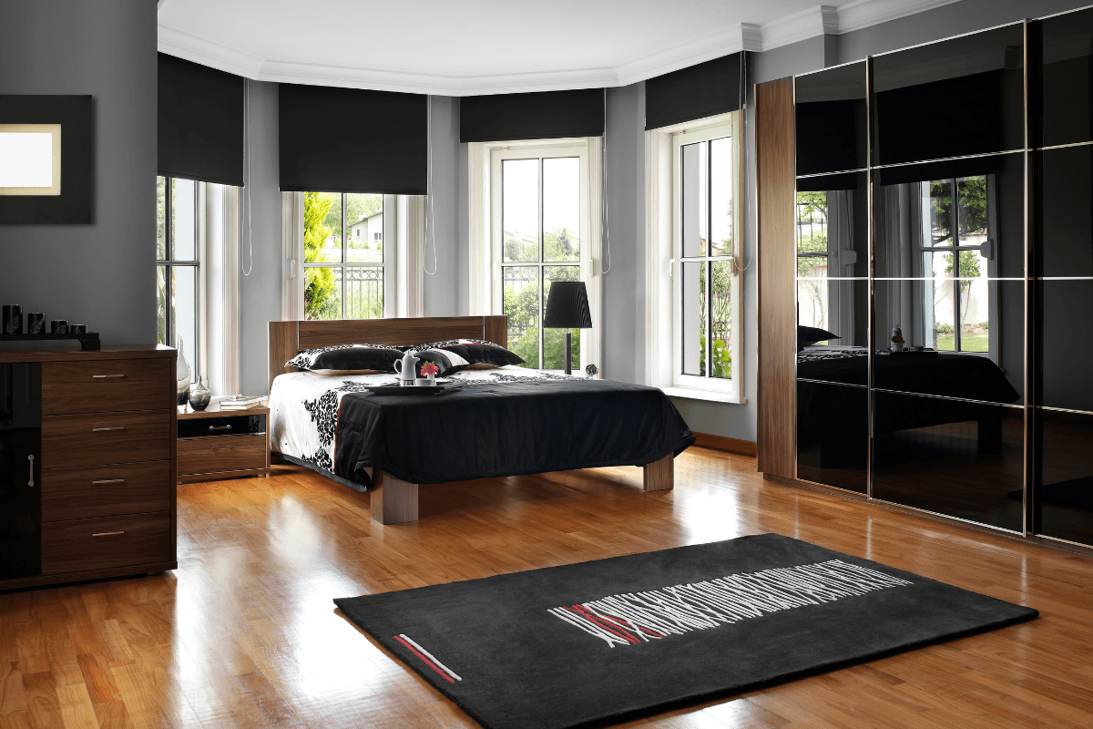 Dark and moody bedroom blackout shades