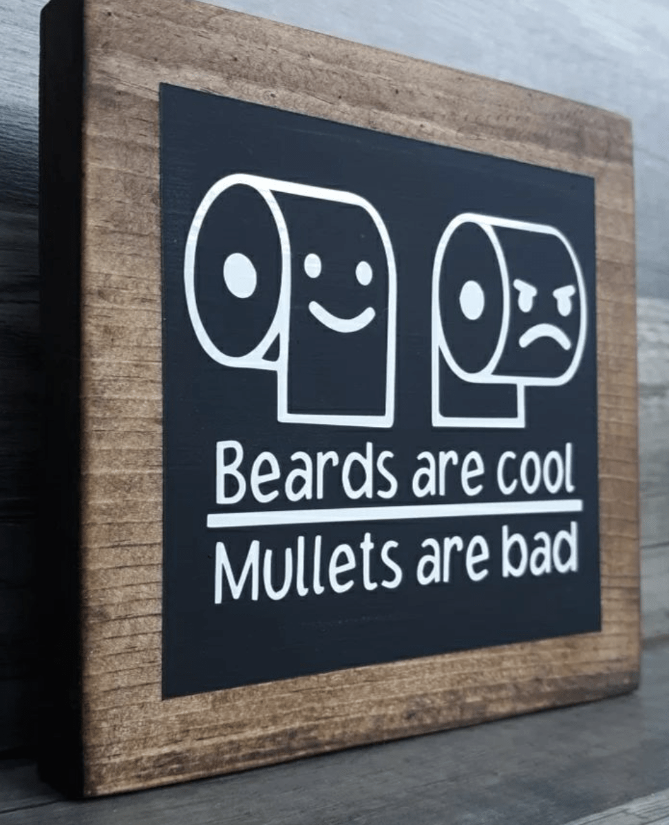 bathroom wood rustic sign toilet paper beards mullets