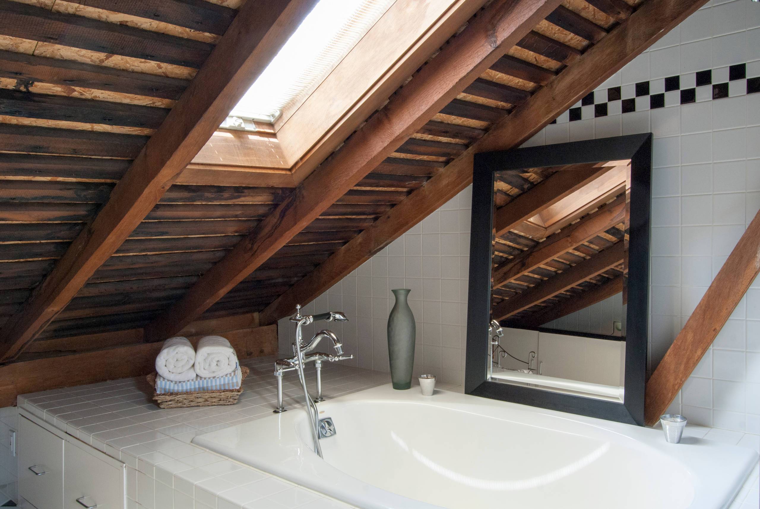 A sloped window over a tub for relaxing vibe (from Houzz)