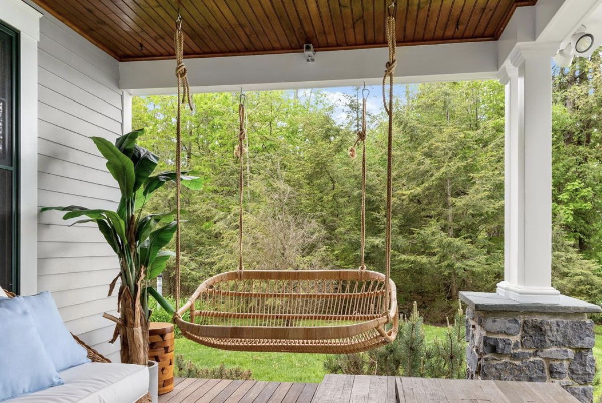 wicker hanging patio porch swing no cushion