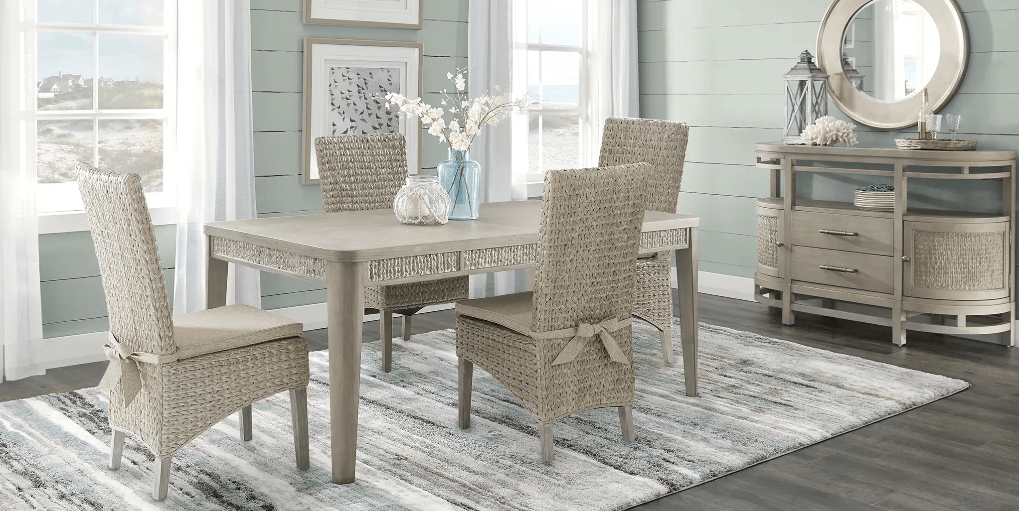 segrass dining room chairs table carpet in costal room