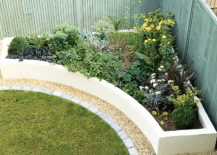 curved garden bed concrete plants planter fence