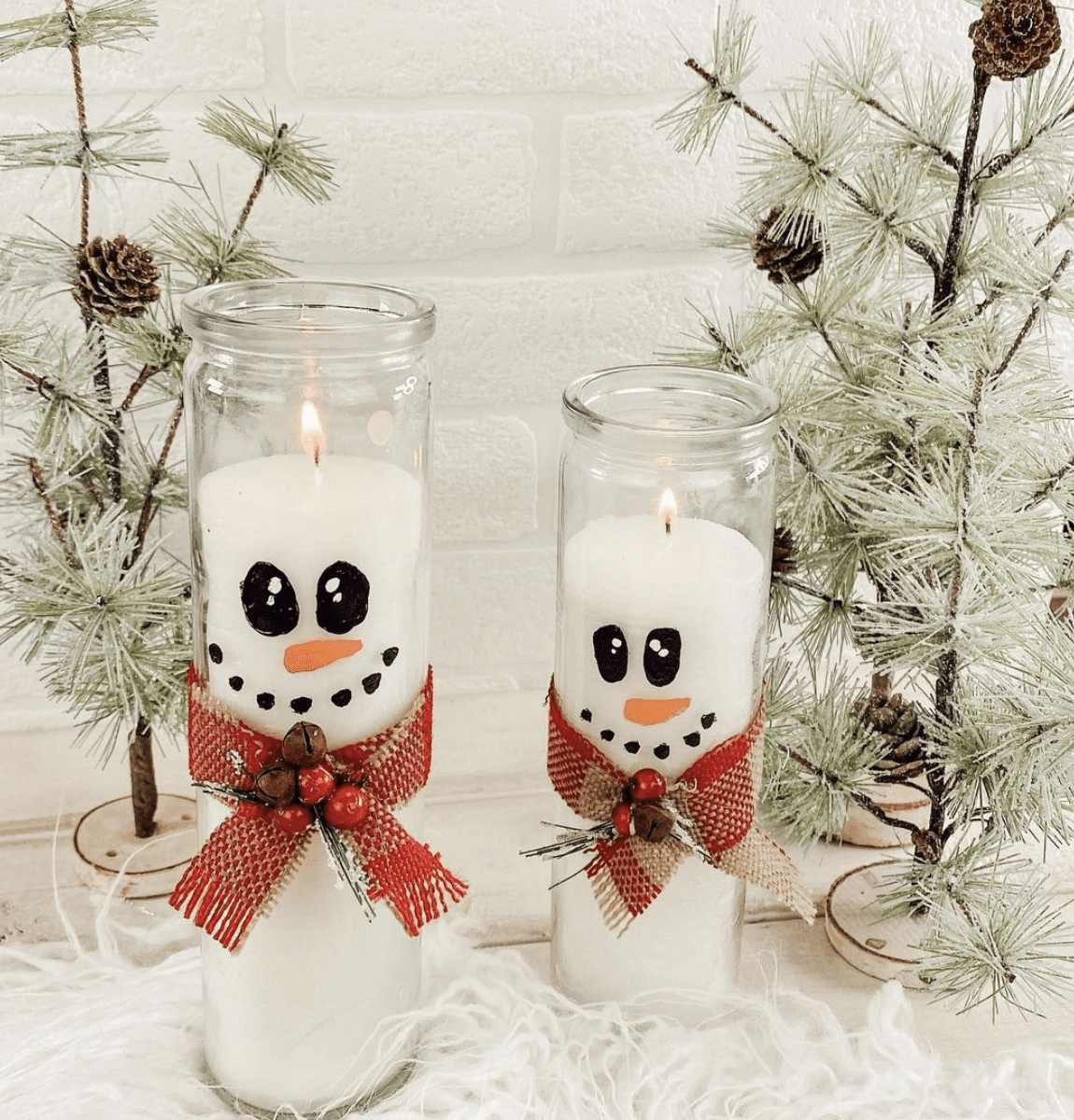 Give plain pillar candles a beachy look with sand and seashells