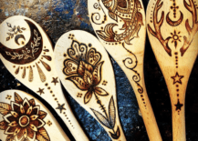 burnt wood spoons wooden spoon mosaic designs