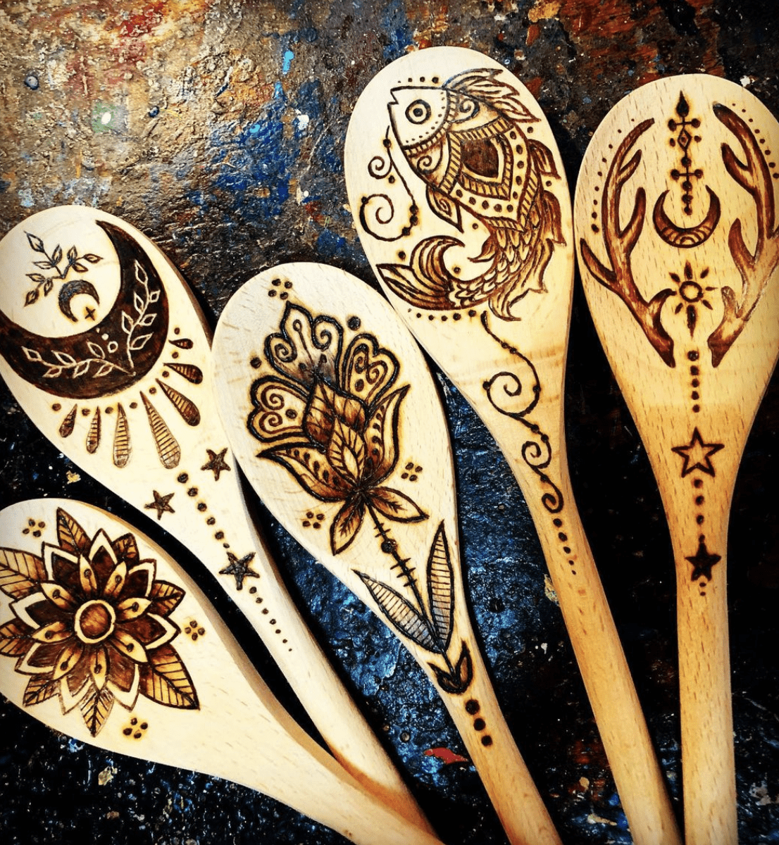 Wood burning patterns - Fire2Art