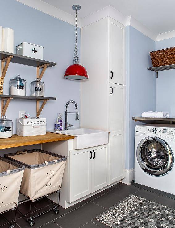 Cabinet for washing machine and dryer, with pull-out shelf, oak