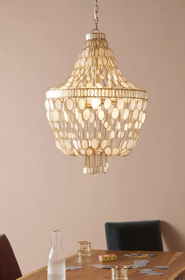 large chandelier with white thin glass