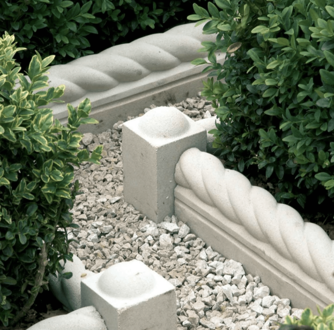 decorative stone lawn edging close up