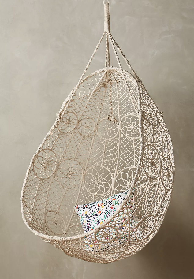 hanging egg chair macrame with pillow