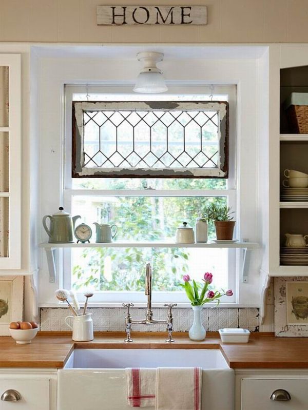 window in kitchen antique window decor shelf in middle of window farmhouse apron sink with silver faucet