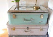 staked suitcase nightstand in pastel colors