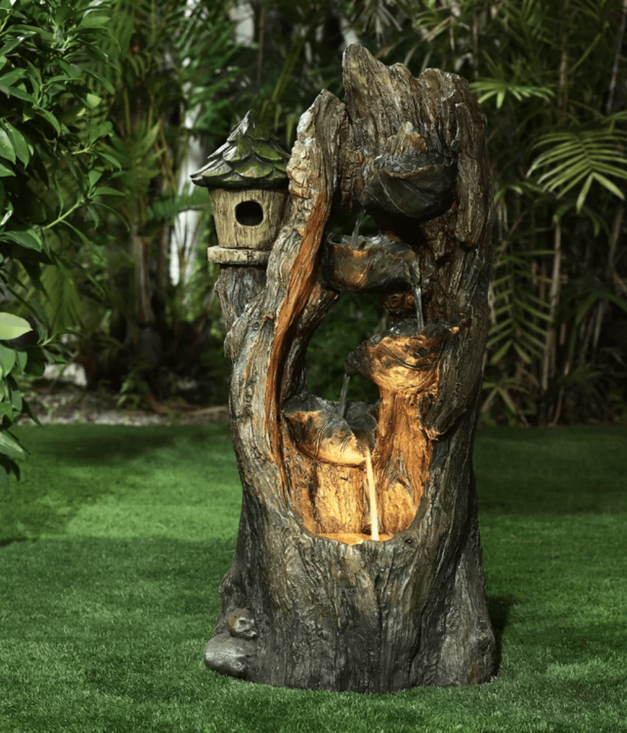 Resin Hollow Tree Fountain with Light