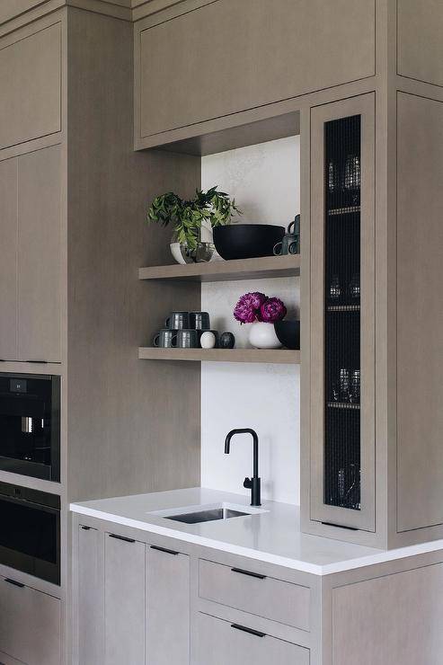 Kitchen with Metal Mesh Cabinet Doors - Transitional - Kitchen - Cantley  and Company