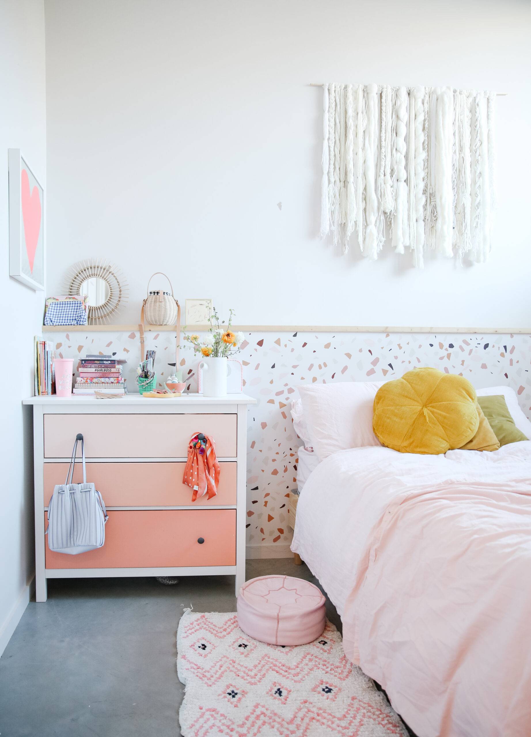 terrazzo bedroom pink girls room