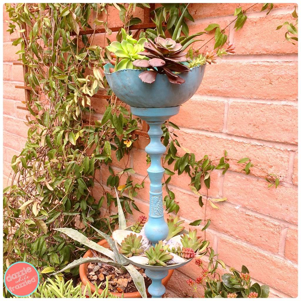 vintage candle stick diy plant stand outdoor