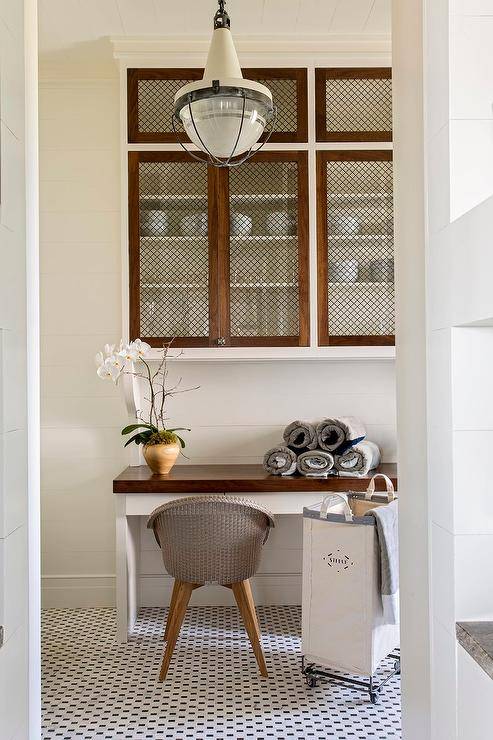 Kitchen with Metal Mesh Cabinet Doors - Transitional - Kitchen - Cantley  and Company