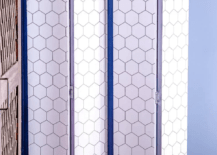 hexagon room divider on blue wall bi fold door makeover