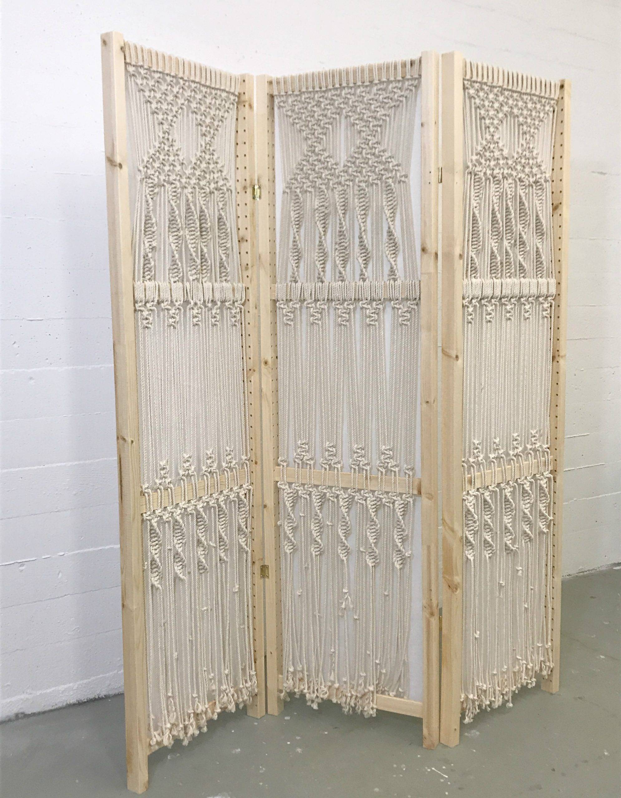 Macrame rope hanger screen divider