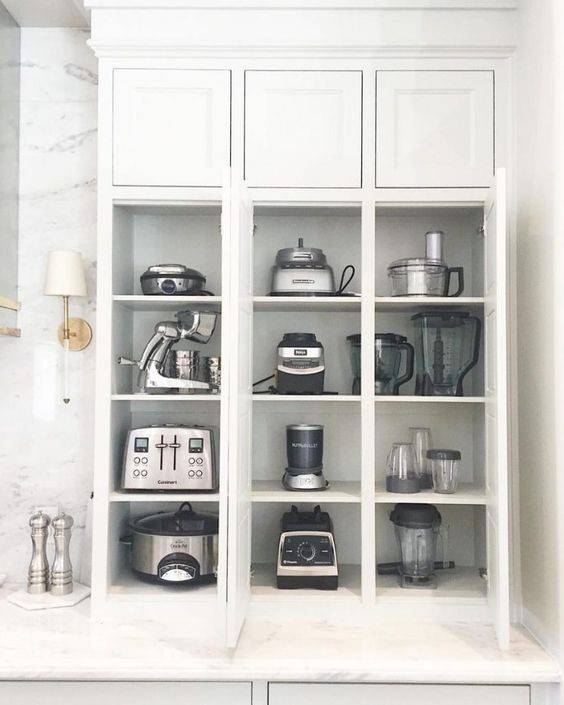 white cube storage kitchen appliances