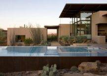 above ground pool infinity style at desert house mansion
