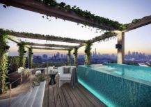 frameless above ground pool on roof top deck