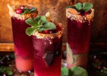 red cocktail with mint