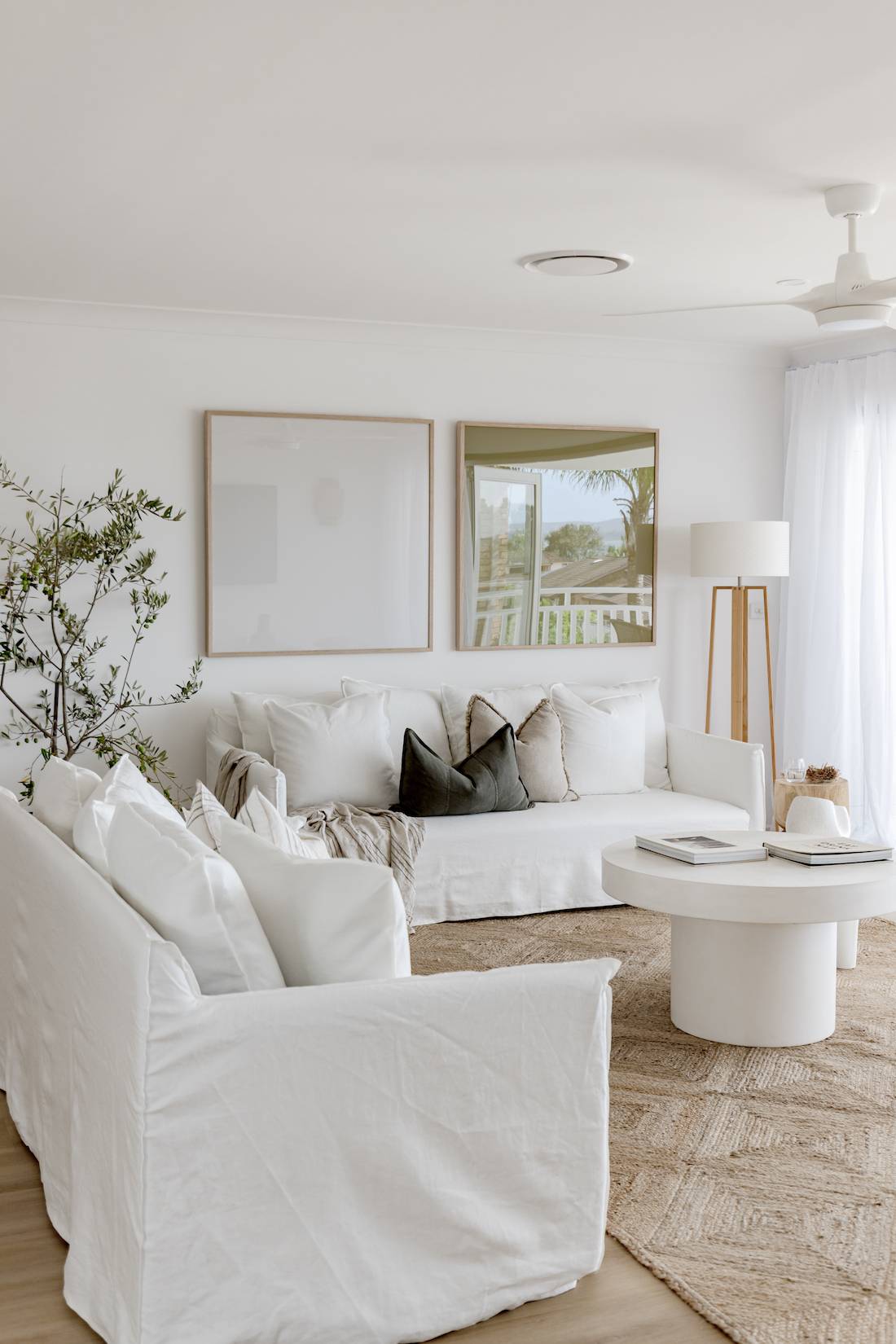 white sofa living room