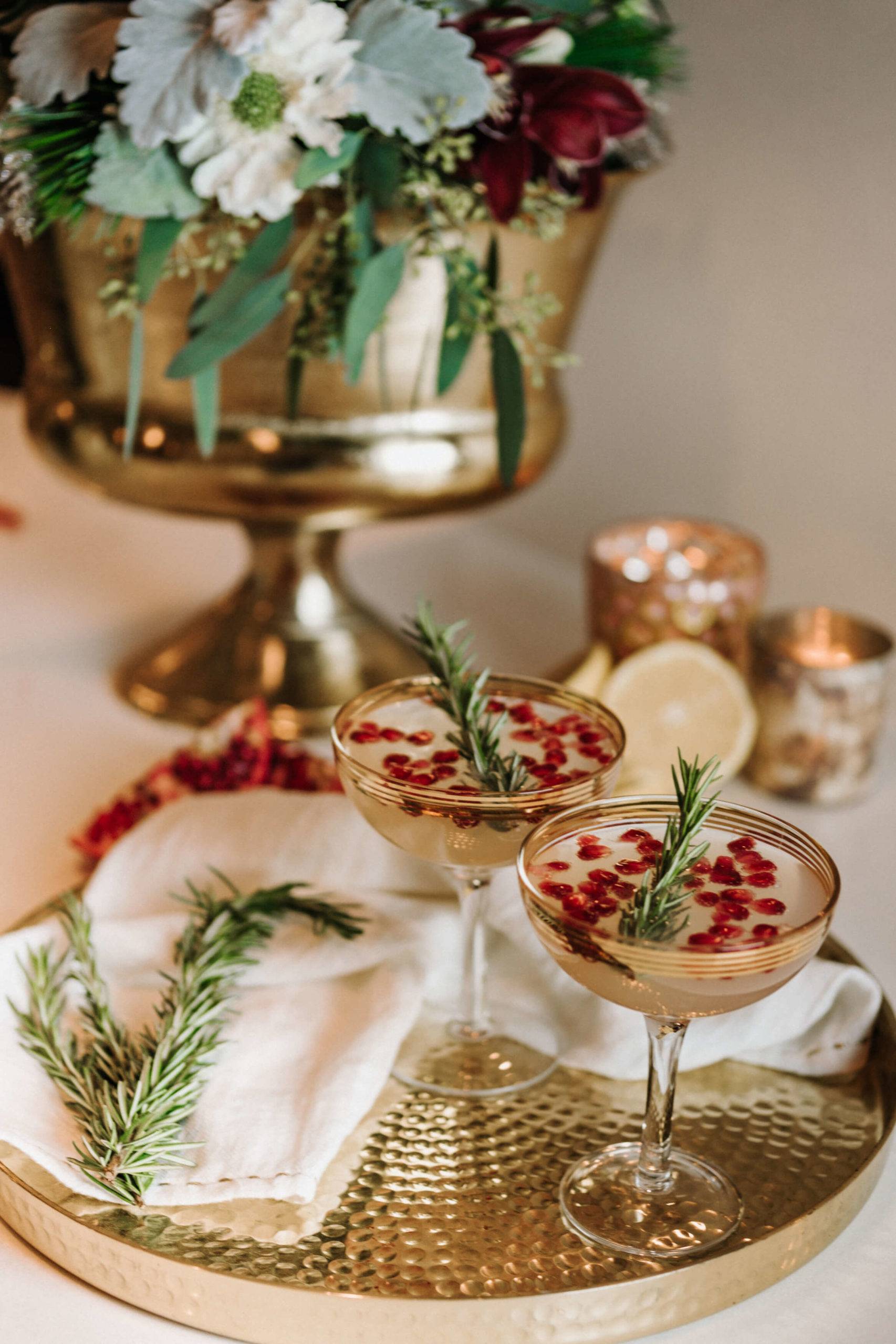 cocktail with rosemary and pomegranate