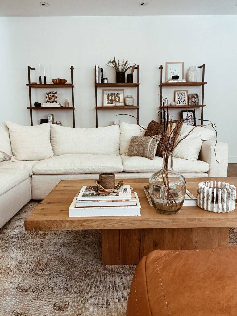 Brown and on sale white sofa