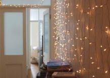 string lights on wall