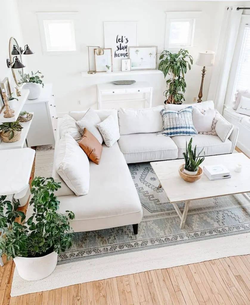 white sofa living room