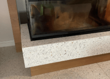 terrazzo floor with fireplace surround electric fireplace