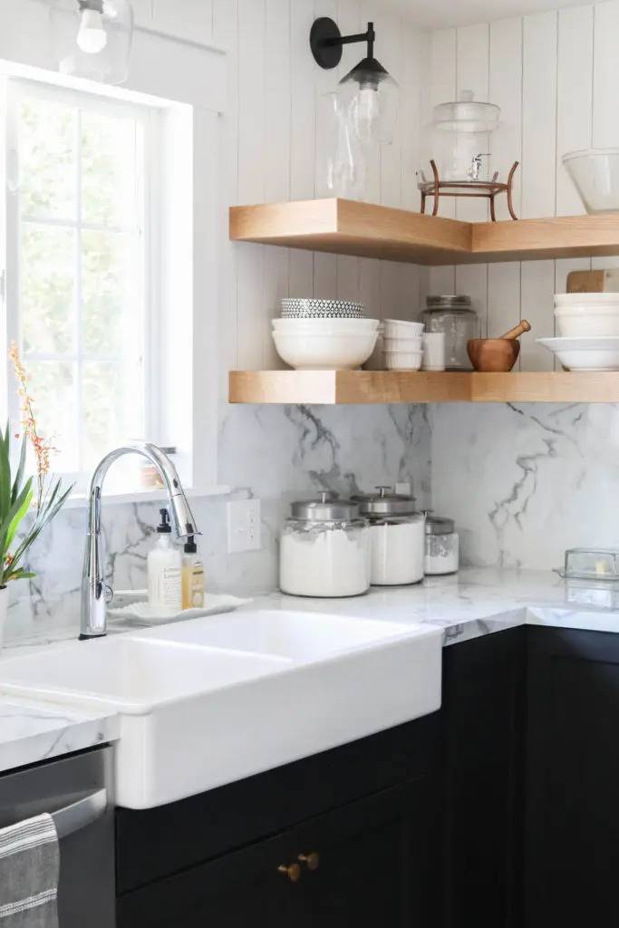 open kitchen shelving