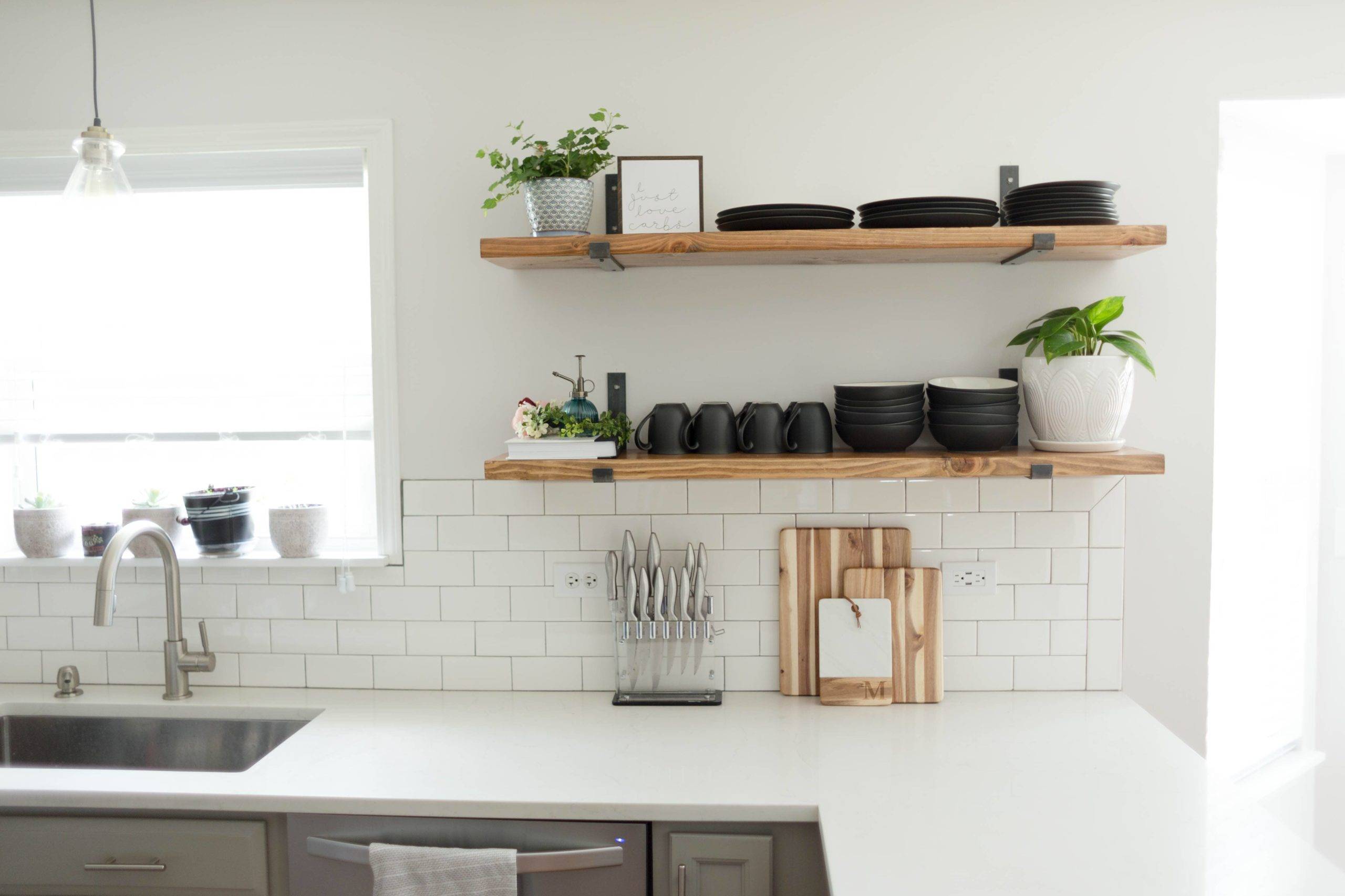 open kitchen shelving