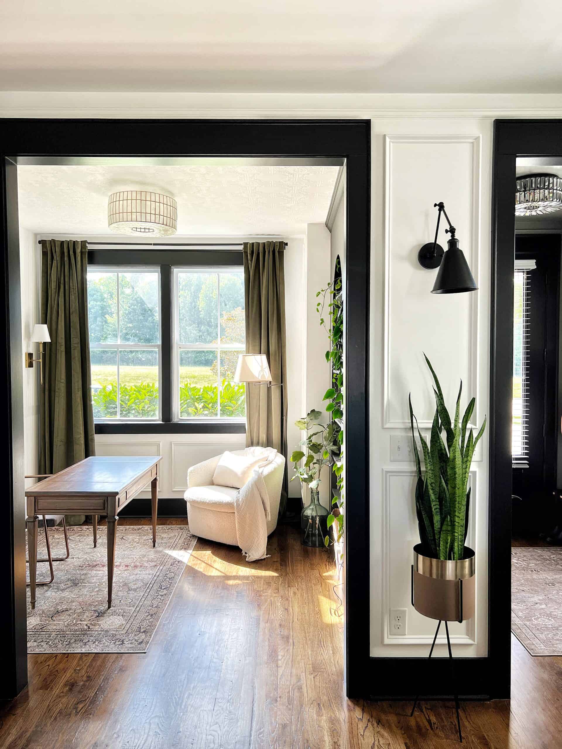 black trim white walls