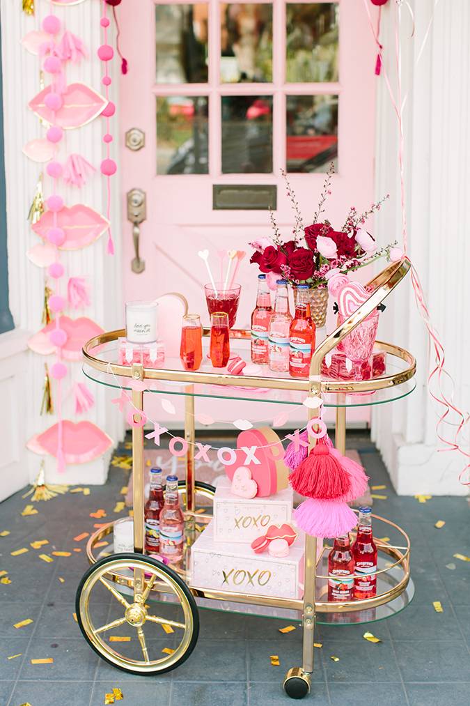 Valentine's day bar cart