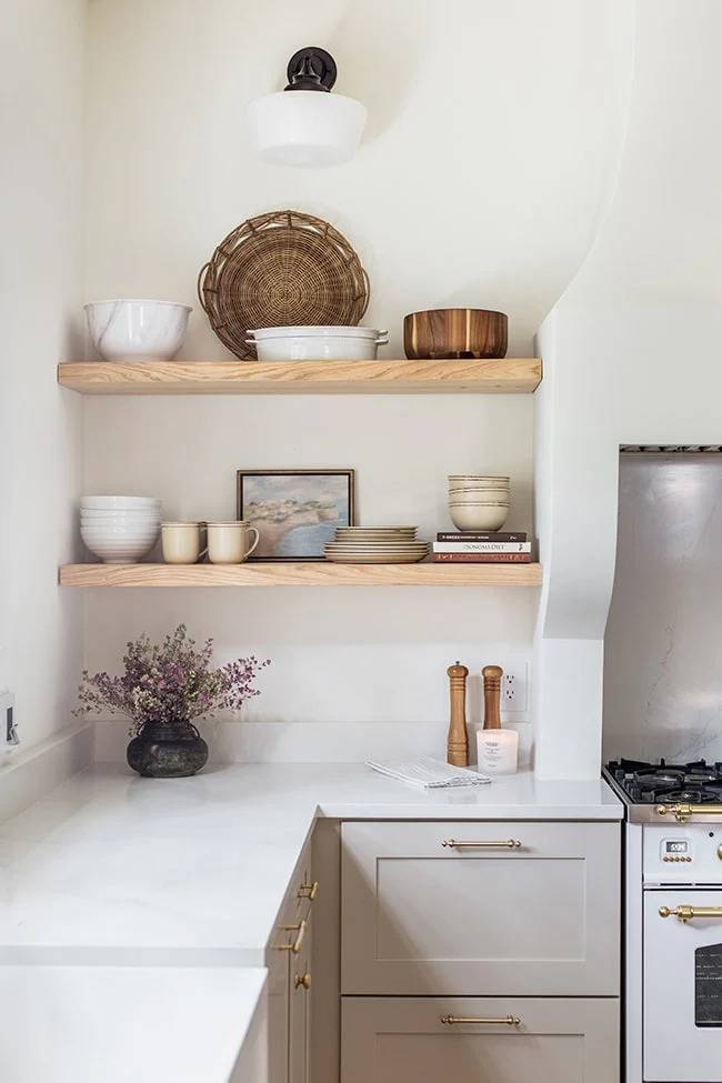 open kitchen shelving